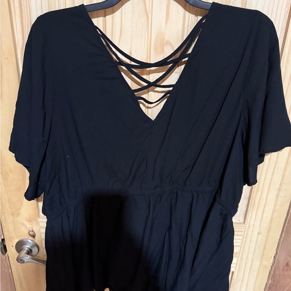Torrid Black Button-Front V-Neck Top